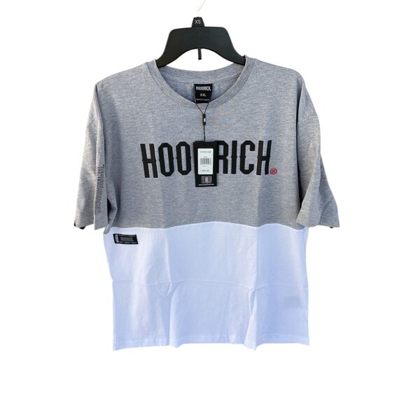 Hoodrich Mens Two-Tone Grey & White Short Sleeve T-Shirt XXL Cotton Casual - Picture 1 of 6